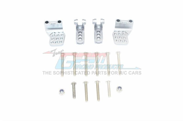 Traxxas TRX-4 Mercedes-Benz G500 / Ford Bronco / Blazer Aluminum Adjustable Front + Rear Damper Mount (Multiple Positioning Holes) - 4Pc Set Gray Silver