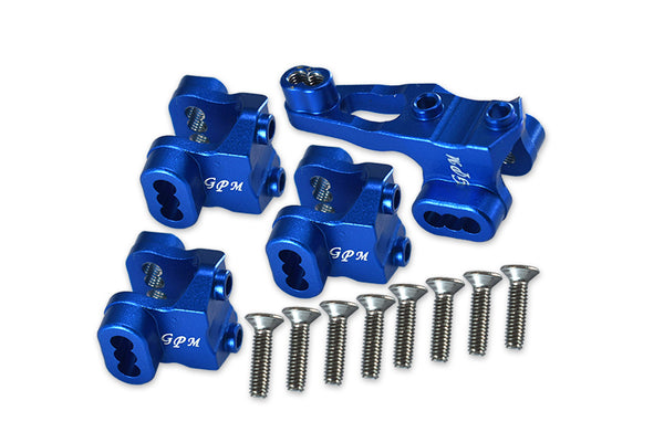 Traxxas TRX-4 Trail Defender Crawler Aluminum Front/Rear Axle Mount Set For Suspension Links - 4Pc Set Blue