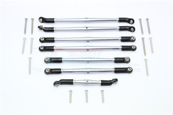 Traxxas TRX-4 Trail Defender Crawler Aluminum Adjustable Upper & Lower Suspension Links - 7Pcs Set Silver