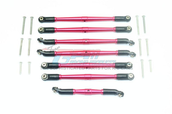 Traxxas TRX-4 Ford Bronco / Blazer Aluminium Adjustable Upper & Lower Suspension Links - 7Pc Set Red