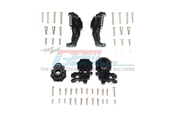 Traxxas TRX-4 Defender / Tactical Unit / Ford Bronco / Blazer Aluminum Adjustable Front C Hub + Front Knuckle Arms - 56Pc Set Black