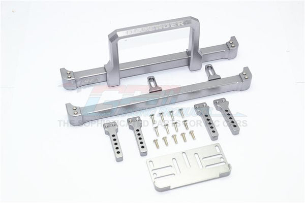 Traxxas TRX-4 Trail Defender Crawler Aluminum Front & Rear Bumper With Winch Plate (On-Road Street Fighter) - 1 Set Gray Silver