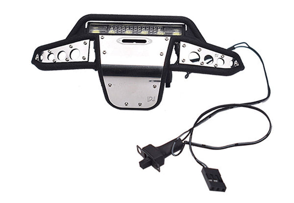 Nylon And Stainless Steel Universal Front Bumper With 6 Led Light Bulbs For Traxxas 1:18 TRX4M Ford Bronco Crawler 97074-1 / TRX4M Land Rover Defender 97054-1 Upgrades - Black