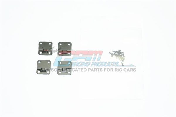 R/C Scale Accessories : Stainless Steel Door Hinges For TRX-4 Trail Defender Crawler - 4Pc Set Black