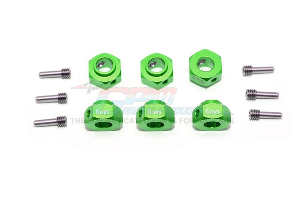 Traxxas TRX-6 Mercedes-Benz G63 (88096-4) Aluminum Hex Adapters 6mm Thick - 12Pc Set Green