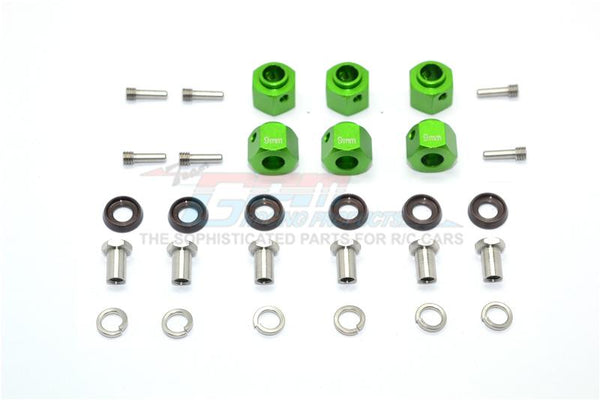 Traxxas TRX-6 Mercedes-Benz G63 (88096-4) Aluminum Hex Adapters 9mm Thick - 30Pc Set Green