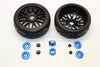Rubber Radial Tires With Plastic Wheels With 12mm To 17mm Converter, 4mm & 5mm Wheel Lock - 2Pcs Set Blue