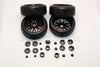 Rubber Radial Tires With Plastic Wheels With 12mm To 17mm Converter, 4mm & 5mm Wheel Lock - 4Pcs Set Black
