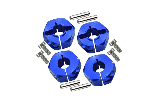 Tamiya TT-01 Aluminum Wheel Hex Drive Adaptor With Pins & Screws - 4Pcs Set Blue