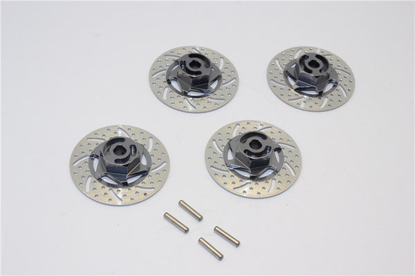 Tamiya TT-01 & TT-01D Aluminum Brake Disk Hex Adaptors (12mm) - 4Pcs Set Gray Silver