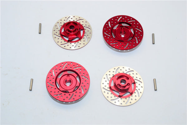 Tamiya TT-01 & TT-01D Aluminum Brake Disk Hex Adaptors (12mm) - 4Pcs Set Red