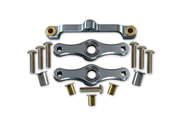 Tamiya TT-01 & TT-01D Aluminum Steering Assembly With Bearings - 1 Set Gray Silver