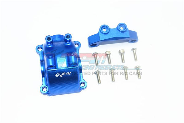 Tamiya TT-02 / TT-02T Aluminum Front Or Rear Gearbox Cover + Upper Arm Stabilizer - 1 Set Blue