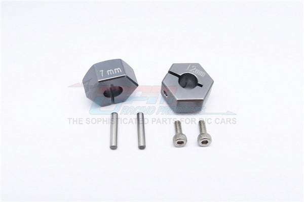 Tamiya TT02B Aluminum Hex Adapter 12X7mm - 2Pcs Set Gray Silver