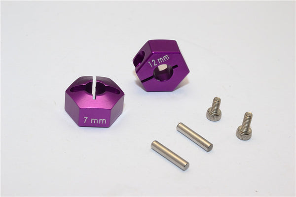 Tamiya TT02B Aluminum Hex Adapter 12X7mm - 2Pcs Set Purple