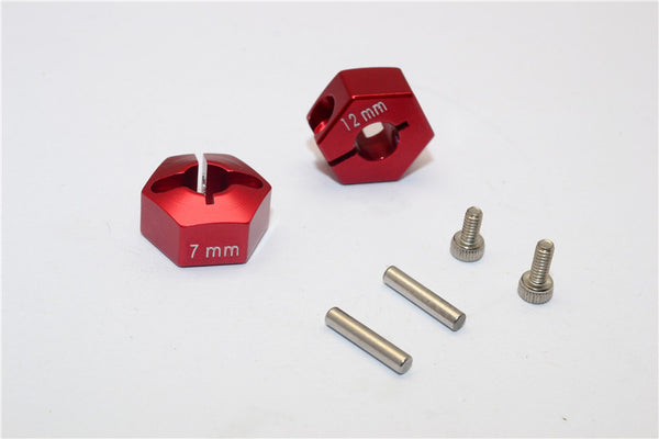 Tamiya TT02B Aluminum Hex Adapter 12X7mm - 2Pcs Set Red