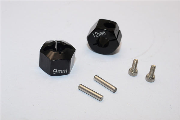Tamiya TT02B Aluminum Hex Adapter 12X9mm - 2Pcs Set Black