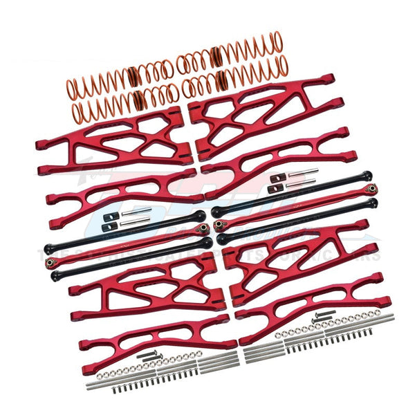 Full Set Aluminum Suspension Arms + Steering Rods + Dog Bones Combo Pack For 1/5 Traxxas X Maxx 8S With WideMAXX #7895 Kit - 110Pc Set Red