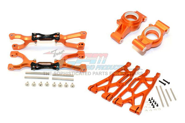 Traxxas X-Maxx 4X4 Aluminum Rear Upper + Lower Arms + Knuckle Arms Set - 40Pc Set Orange