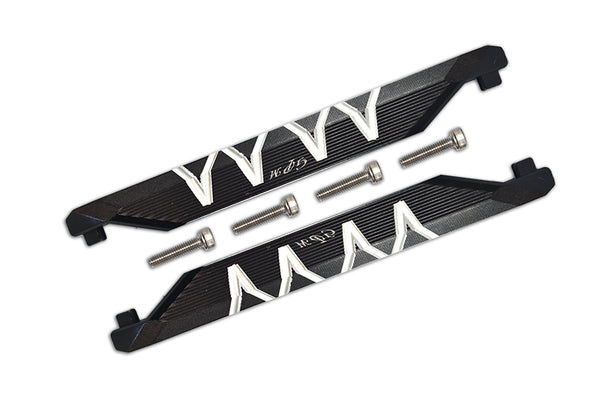 R/C Car Parts : Aluminum Chassis Side Bars (Silver Inlay Version) For Traxxas 1/10 Maxx 4WD Monster Truck - 1Pr Set Black