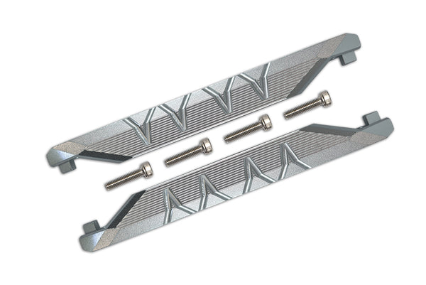 R/C Car Parts : Aluminum Chassis Side Bars (Silver Inlay Version) For Traxxas 1/10 Maxx 4WD Monster Truck - 1Pr Set Silver - JTeamhobbies