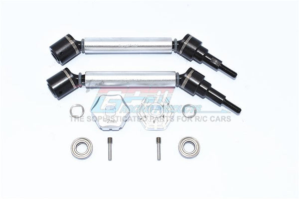 Traxxas 1/10 Maxx 4WD Monster Truck Harden Steel+Aluminum Front Or Rear Adjustable CVD Drive Shaft + Hex Adapter (+2mm) - 10Pc Set Silver