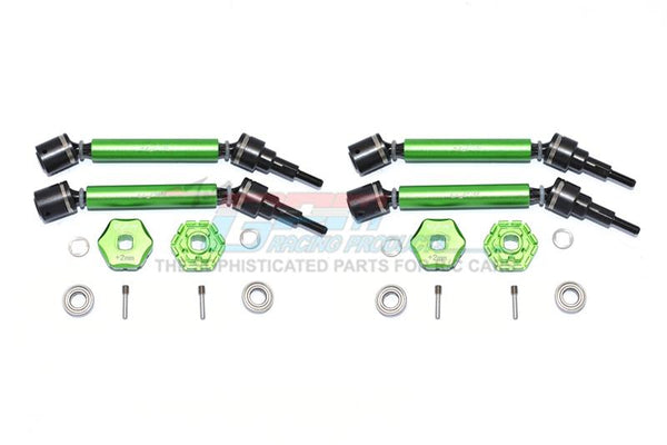 Traxxas 1/10 Maxx 4WD Monster Truck Harden Steel+Aluminum Front & Rear Adjustable CVD Drive Shaft + Hex Adapter (+2mm) - 20Pc Set Green