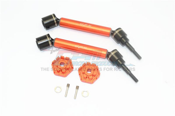 Traxxas 1/10 Maxx 4WD Monster Truck Harden Steel + Aluminum Front Or Rear Adjustable CVD Drive Shaft + Hex Adapter - 1Pr Set Orange