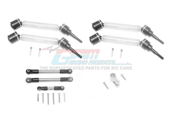 Traxxas 1/10 Maxx 4WD Monster Truck Stainless Steel Tie Rod + 25T Servo Horn & Steel+Aluminum Front + Rear Adjustable Cvd Drive Shaft - 20Pc Set Silver