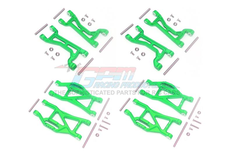 Traxxas 1/10 Maxx 4WD Monster Truck Aluminium Full Suspension Arm Set (Front + Rear & Upper + Lower Arms) - 56Pc Set Green