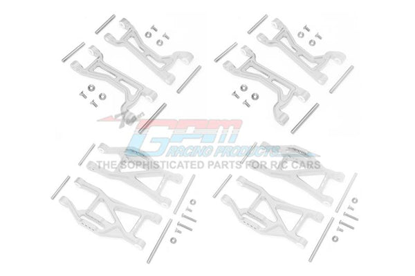 Traxxas 1/10 Maxx 4WD Monster Truck Aluminium Full Suspension Arm Set (Front + Rear & Upper + Lower Arms) - 56Pc Set Silver