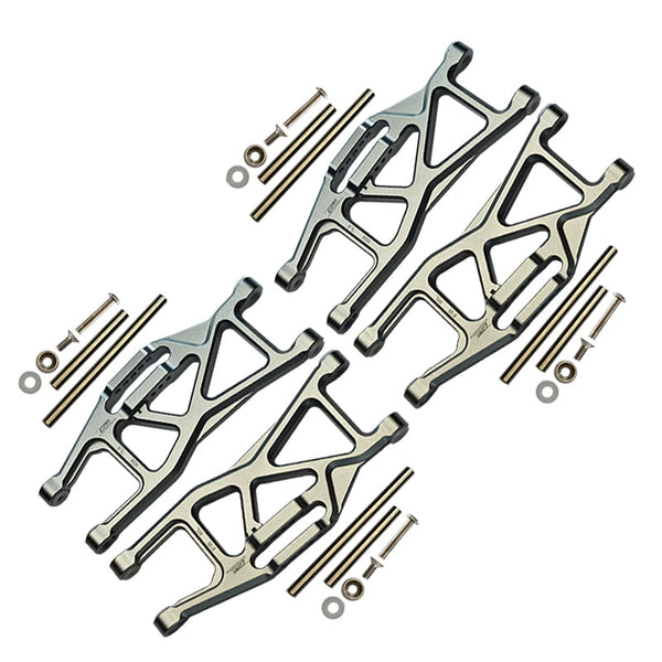 Aluminium Front And Rear Lower Arms For Traxxas 1/10 Maxx With WideMAXX Monster Truck 89086-4 - 28Pc Set Gray Silver