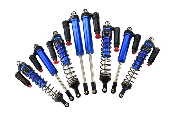 Aluminum 6061-T6 Front + Rear L-Shape Piggy Back (Built-In Piston) Damper Set For Traxxas 1:7 Unlimited Desert Racer UDR Pro-Scale 4X4 (#85076-4) Upgrades - Blue