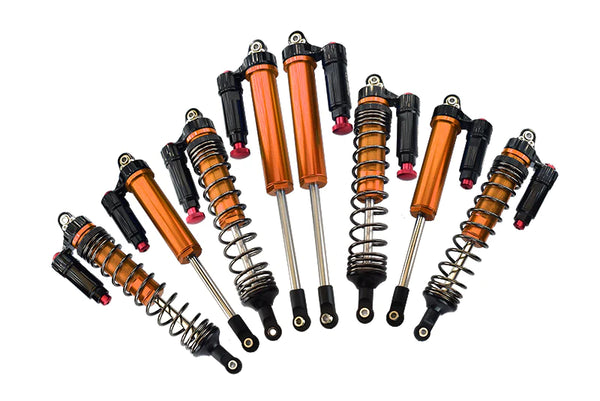 Aluminum 6061-T6 Front + Rear L-Shape Piggy Back (Built-In Piston) Damper Set For Traxxas 1:7 Unlimited Desert Racer UDR Pro-Scale 4X4 (#85076-4) Upgrades - Orange