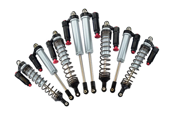 Aluminum 6061-T6 Front + Rear L-Shape Piggy Back (Built-In Piston) Damper Set For Traxxas 1:7 Unlimited Desert Racer UDR Pro-Scale 4X4 (#85076-4) Upgrades - Silver