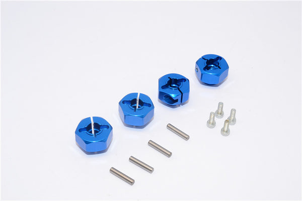 Axial Wraith & RR10 Bomber Aluminum Hex Adaptors (12mm) - 4Pcs Set Blue