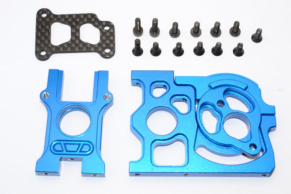 HPI WR8 Flux Aluminum Motorhalter & Center Diff Housing & Graphite Plate - 1Set Blue