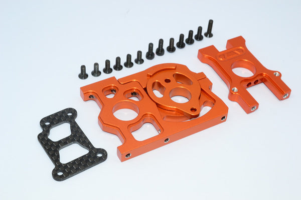 HPI WR8 Flux Aluminum Motorhalter & Center Diff Housing & Graphite Plate - 1Set Orange