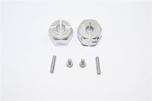 Tamiya Wild Willy 2 Aluminum Hex Adapter (12X10mm) - 2Pcs Set Silver