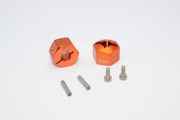 Tamiya Wild Willy 2 AluminumHex Adapter (12X9mm) - 2Pcs Set Orange