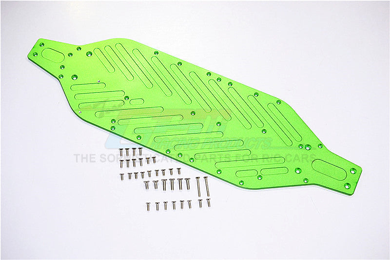 Traxxas XO-01 Supercar Aluminum 4mm Main Chassis With Stainless Steel Screws - 1 Set Green