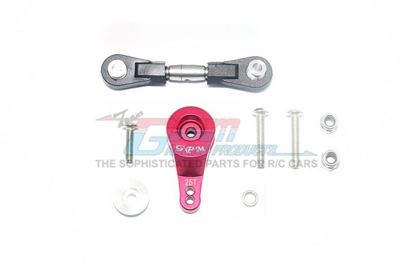 Traxxas XO-01 Supercar Aluminum Servo Horn With Stainless Steel Adjustable Steering Link - 9Pc Set Red