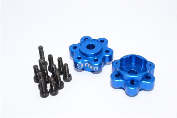 Axial Yeti, Exo, Wraith & SCX10 Aluminum 2.2 Wheel Hub Adapters (9mm Thickness) - 1Pr Set Blue