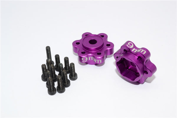 Axial Yeti, Exo, Wraith & SCX10 Aluminum 2.2 Wheel Hub Adapters (9mm Thickness) - 1Pr Set Purple