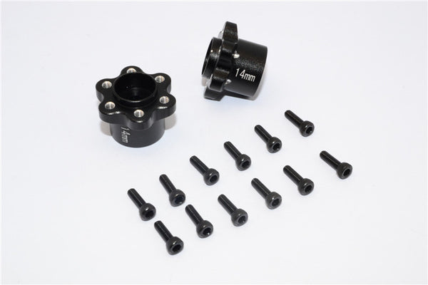 Axial Yeti, Exo, Wraith & SCX10 Aluminum 2.2 Wheel Hub Adapters (14mm Thickness) - 1Pr Set Black