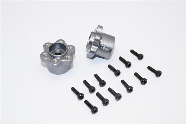 Axial Yeti, Exo, Wraith & SCX10 Aluminum 2.2 Wheel Hub Adapters (14mm Thickness) - 1Pr Set Gray Silver