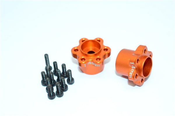 Axial Yeti, Exo, Wraith & SCX10 Aluminum 2.2 Wheel Hub Adapters (14mm Thickness) - 1Pr Set Orange