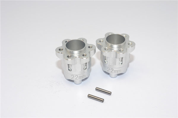 Axial Yeti Aluminum 2.2 Wheel Hub Adapters (22mm Thickness) - 1Pr Set Silver