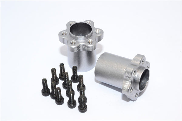 Axial Yeti, Exo, Wraith & SCX10 Aluminum 2.2 Wheel Hub Adapters (22mm Thickness) - 1Pr Set Gray Silver