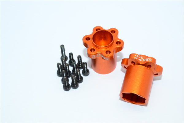 Axial Yeti, Exo, Wraith & SCX10 Aluminum 2.2 Wheel Hub Adapters (22mm Thickness) - 1Pr Set Orange
